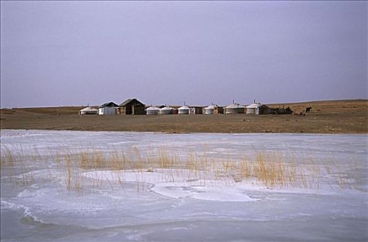 河,蒙古包,帐篷,背景,后杭爱省,省,蒙古