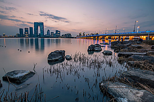 金鸡湖日落