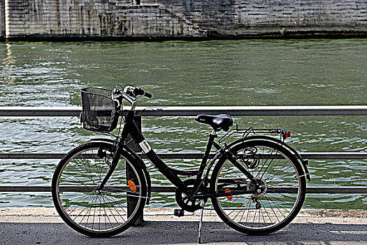 法国,巴黎,自行车,塞纳河,堤岸