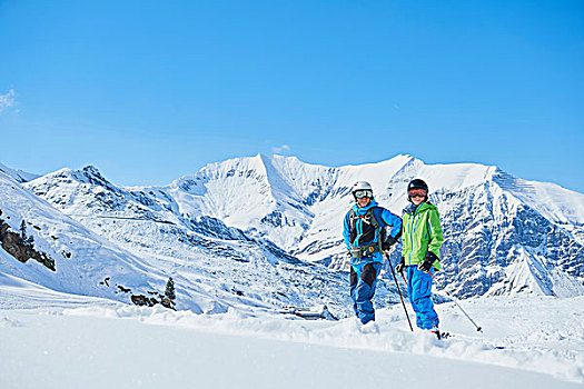 父子,滑雪,假日,悉特图克斯,奥地利