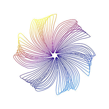 彩色线条轮廓花瓣抽象图形