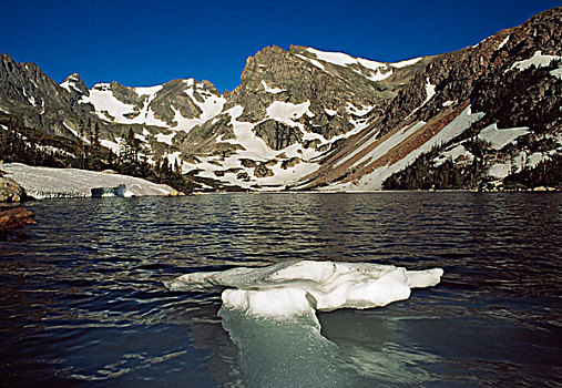 湖,融化,冰,科罗拉多,美国