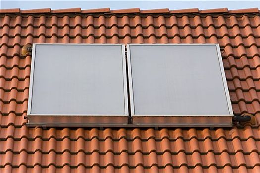 太阳能电池板,加热,水,建筑,屋顶