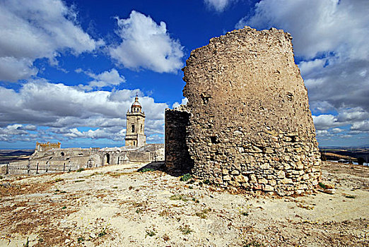 城堡,教堂,麦地那新的尼亚,安达卢西亚,西班牙