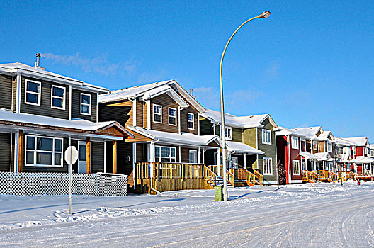 线条,建造,房子,雪,地皮,艾伯塔省,加拿大