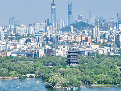 航拍济南都市风光