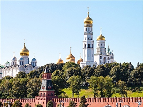 大教堂,绿色,山,莫斯科,克里姆林宫