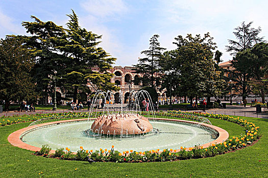 喷泉,捐赠,慕尼黑,维罗纳,意大利,欧洲