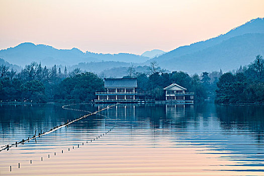 杭州西湖黄昏秋景