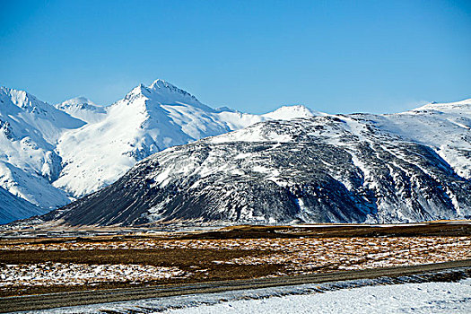 雪,山景,冰岛