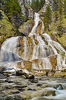 薄纱,瀑布,自然公园,下奥地利州,奥地利,欧洲