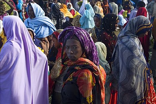 多彩,衣服,女人,市场,哈勒尔,埃塞俄比亚