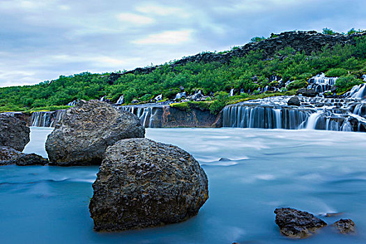 瀑布,西部,冰岛