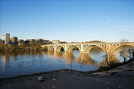 俯拍,钥匙,桥,波托马克河,华盛顿特区,美国