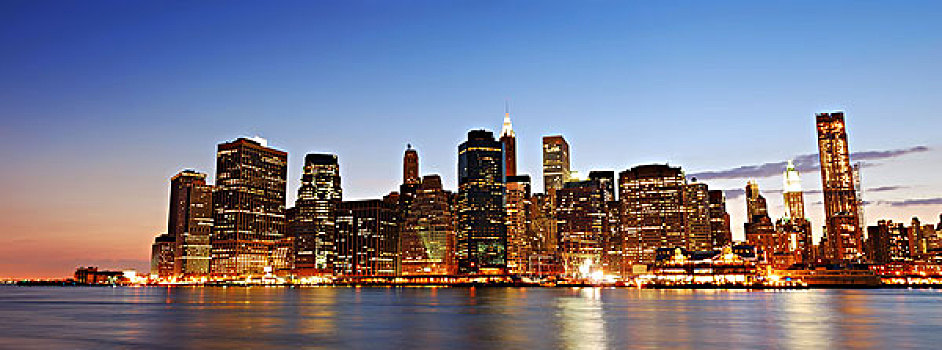 纽约,曼哈顿,天际线,全景