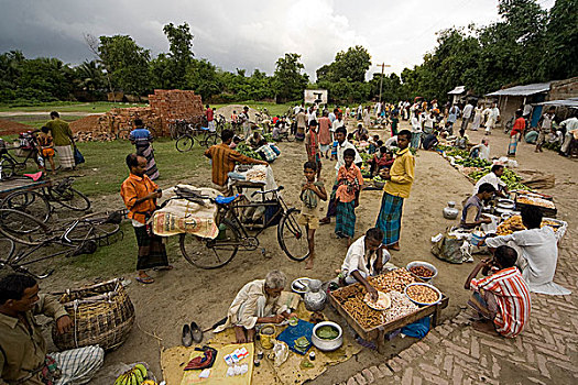 乡村,市场,孟加拉,六月,2007年
