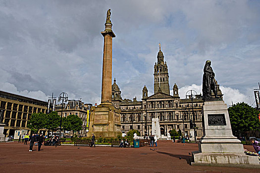 广场,市政厅,格拉斯哥,苏格兰,英国,欧洲