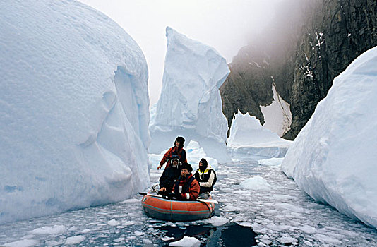 人,充气,船,冰,海洋,岛屿,南极