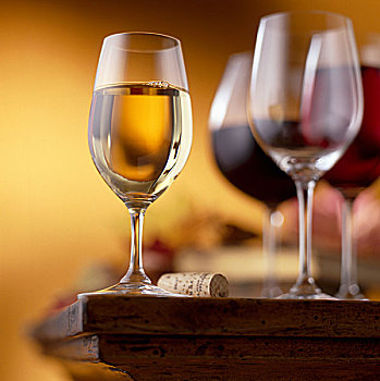 玻璃,白色,葡萄酒,桌子,软木塞,红色