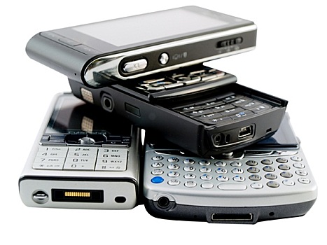 一堆,几个,现代,手机