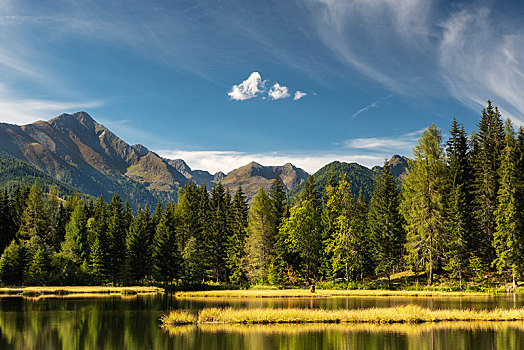 湖,后面,山,施蒂里亚,奥地利,欧洲