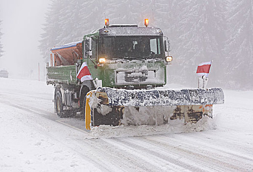 扫雪机,黑森林,高,道路,靠近,巴登符腾堡,德国,欧洲