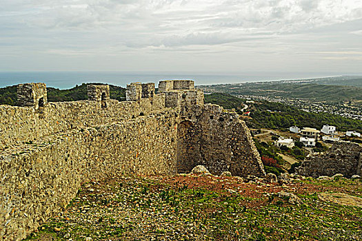 城堡,遗址,罗得斯,多德卡尼斯群岛,爱琴海,希腊,欧洲