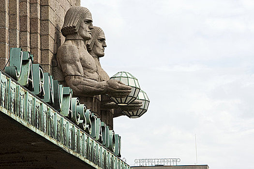 雕塑,正面,中央车站,赫尔辛基,芬兰