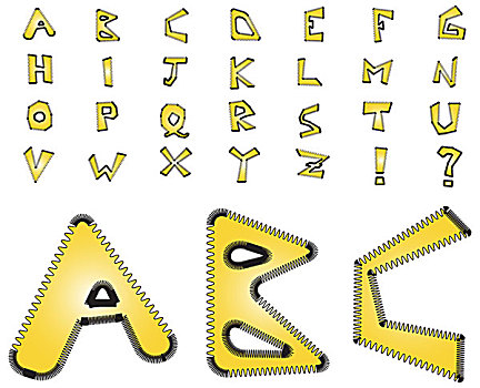 电,之字形,字母,黄色