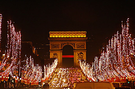 拱形,圣诞节,照明,香榭丽舍大街,巴黎,法国