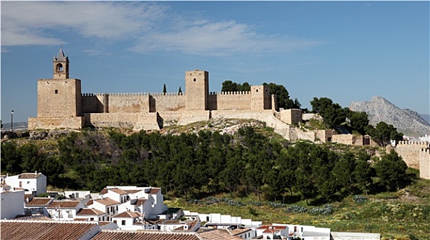 摩尔风格,城堡,阿尔卡萨瓦城堡,安达卢西亚,城镇,安提奎尔,西班牙