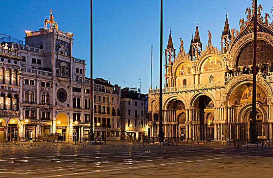 威尼斯,广场,钟楼,大教堂,清晨