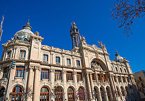 建筑,瓦伦西亚,广场,市政厅,市区,西班牙