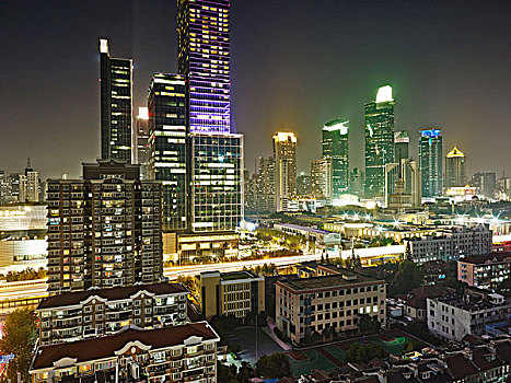 地区,夜晚,上海,中国