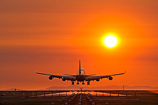 波音747,降落,飞机跑道