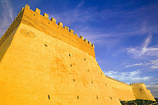 摩洛哥,大西洋海岸,阿加迪尔,古老,墙壁,黎明