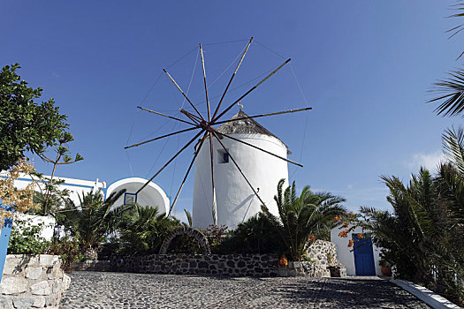 传统,希腊,风车,圣托里尼岛