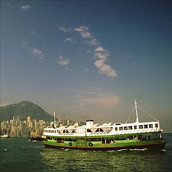 渡轮,靠近,港口,维多利亚港,香港