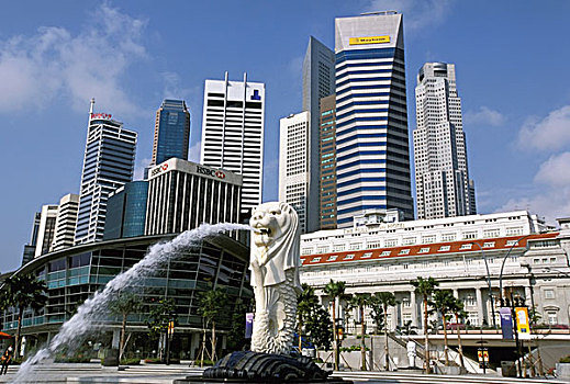 鱼尾狮,正面,新加坡,商务区