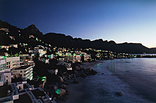 南非,开普敦,晚间,风景,海滩,城镇,克利夫顿,大幅,尺寸