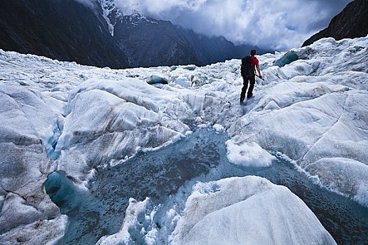 女人,冰河,南岛,新西兰