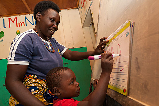 教师,学生,小,学校,近郊,卢旺达,非洲