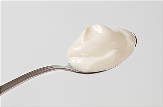 白色,酸奶,勺子