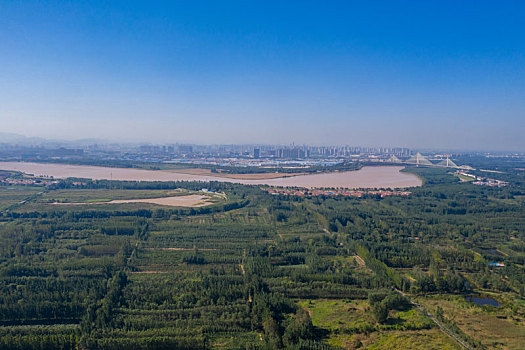 航拍济南龙湖湿地