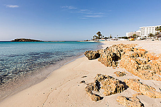地中海,岩石构造,海滩,胜地,塞浦路斯