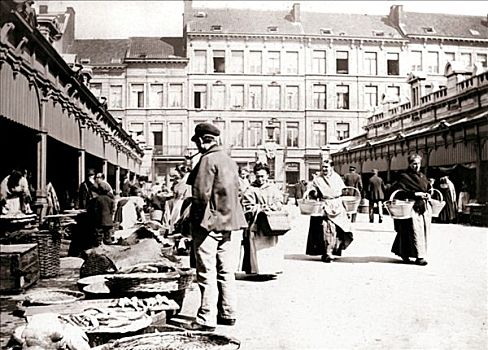 市场货摊,安特卫普,1898年,艺术家
