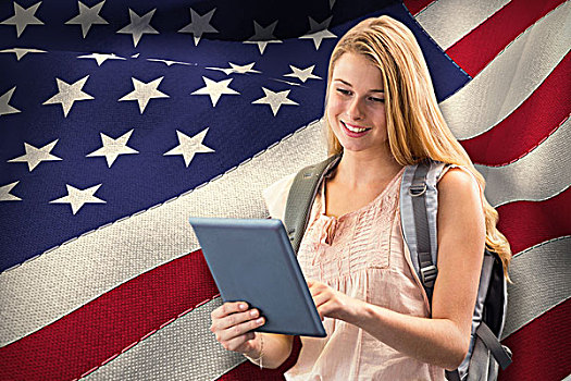 合成效果,图像,高兴,学生,电脑合成,美国人,国旗
