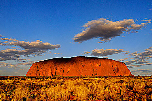 石头,日落,乌鲁鲁-卡塔丘塔国家公园,北领地州,澳大利亚