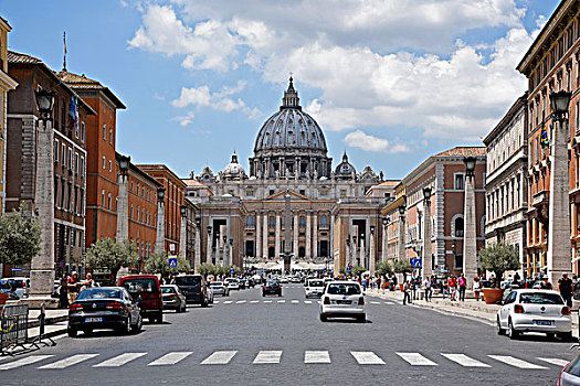 交通,大教堂,圣彼得大教堂,梵蒂冈,罗马,拉齐奥,意大利,欧洲