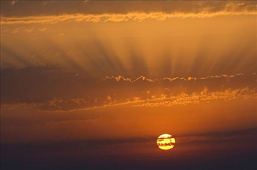 日落,锡拉岛,基克拉迪群岛,爱琴海,希腊